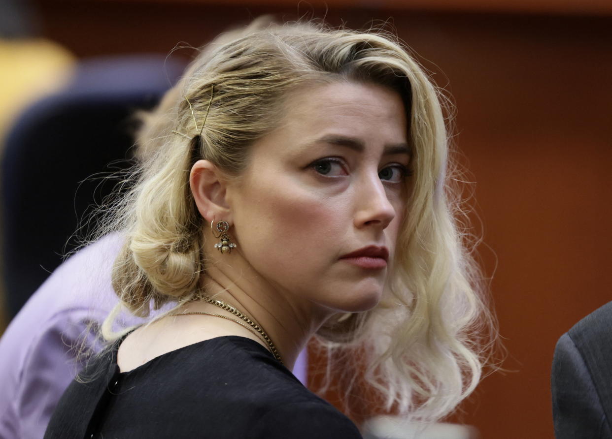 Amber Heard at the Depp v. Heard civil defamation trial at the Fairfax County Circuit Courthouse in Fairfax, Virginia, U.S., June 1, 2022. (Reuters/Evelyn Hockstein/Pool)