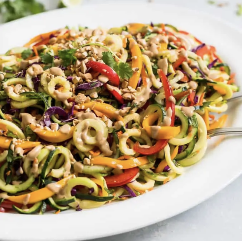 Rainbow Pad Thai Zucchini Noodle Salad