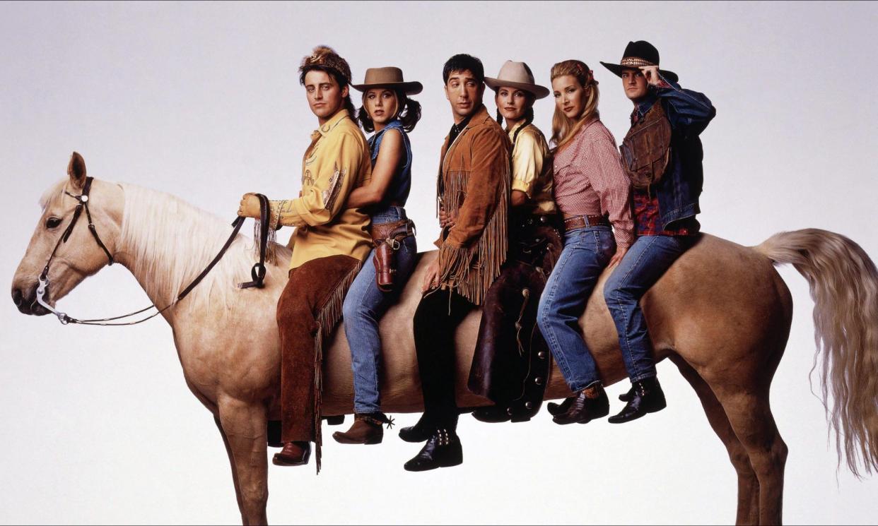 <span>In the saddle … Matt LeBlanc, Jennifer Aniston, David Schwimmer, Courteney Cox, Lisa Kudrow and Matthew Perry in an early publicity image.</span><span>Photograph: Photo 12/Alamy</span>