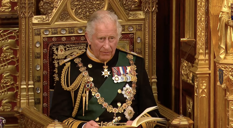 The historic moment marked the first time since 1963 that Prince Charles stepped in to deliver the Queen’s Speech instead of Queen Elizabeth II. Photo: Parliament TV