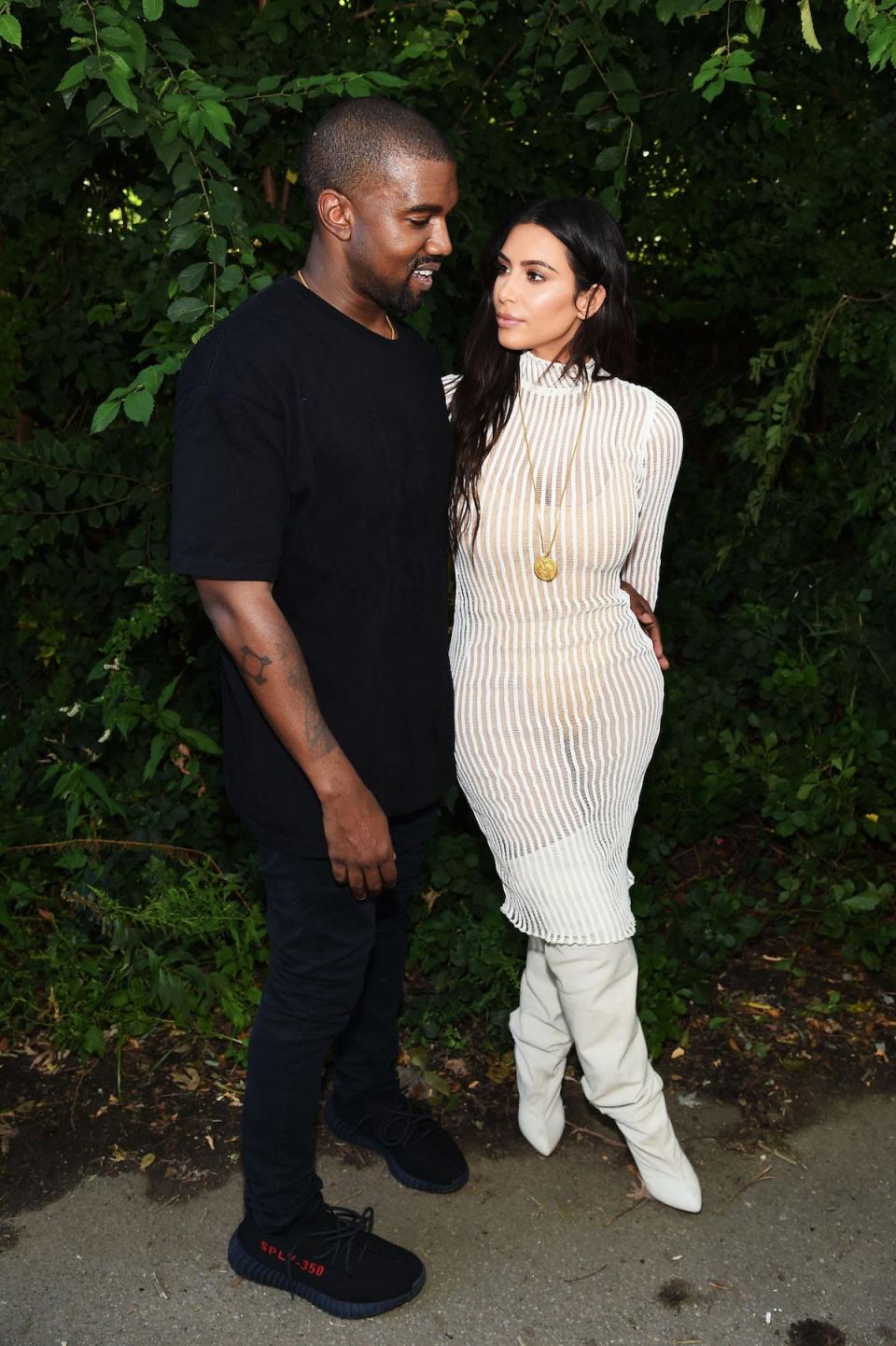 kim kardashian and kanye west at yeeezy season 4