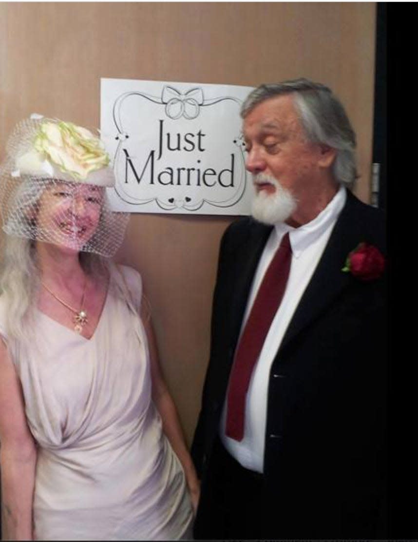 Antigone Barton and her husband, Kenneth Matthews, just married at the Palm Beach County Courthouse in 2013.