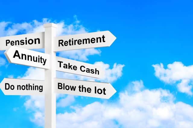 Retirement annuity sign post