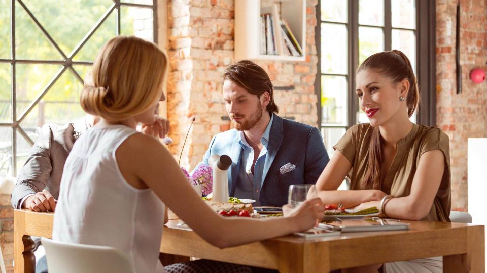 business people having lunch