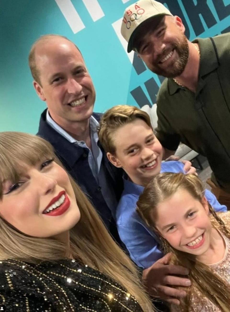 Swift and Kelce with Prince William, Prince Charlotte and Prince George (Instgram)