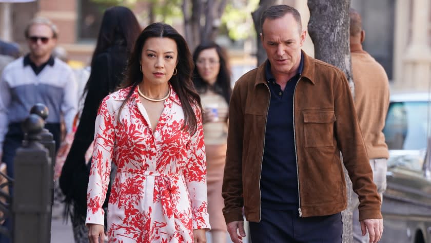 Marvel's Agents of S.H.I.E.L.D. -- ABC TV Series, MARVEL'S AGENTS OF S.H.I.E.L.D. - "A Trout in the Milk" - After a bumpy landing in the disco decade, the team - Daniel Sousa in tow - reunites with more than one familiar face at the S.H.I.E.L.D. hangout and discovers exactly how to dismantle the Chronicoms' latest plan. But when they get too close for comfort, the Zephyr unexpectedly leaps forward again, this time to a date pivotal to not only the future of S.H.I.E.L.D. but to the future of Director Mack as well on "Marvel's Agents of S.H.I.E.L.D.," airing WEDNESDAY, JUNE 24 (10:00-11:00 p.m. EDT), on ABC. - (ABC/Mitch Haaseth) MING-NA WEN, CLARK GREGG Ming-Na Wen and Glark Gregg in "Marvel's Agents of S.H.I.E.L.D." on ABC.
