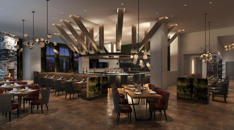 The restaurant at Grand Bohemian Hotel in Greenville will feature a fireplace, a large display kitchen and a bar, as well as a wine room with 900 bottles of chilled wine available for guests to browse.