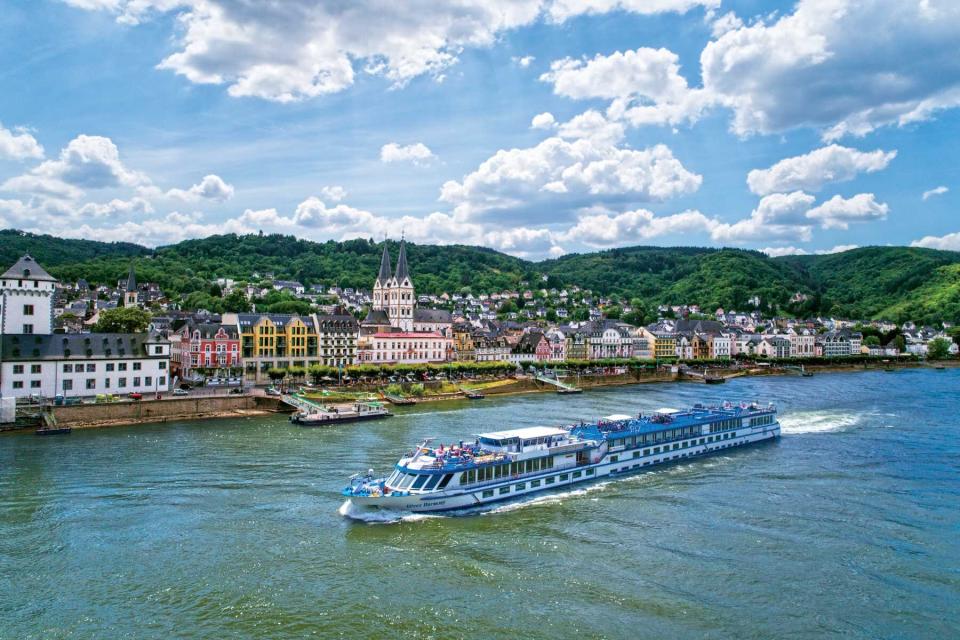 A Grand Circle cruise lines ship on the river