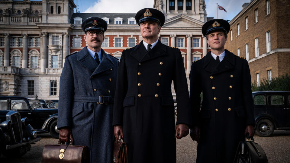 Ian Fleming (right, played by Johnny Flynn) is a key part of the outrageous scheme at the heart of 'Operation Mincemeat'. (See-Saw Films/Warner Bros)