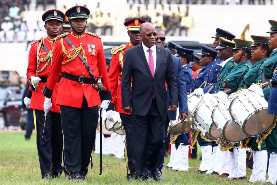 Tanzanian President John Magufuli is seen attending a ceremony.