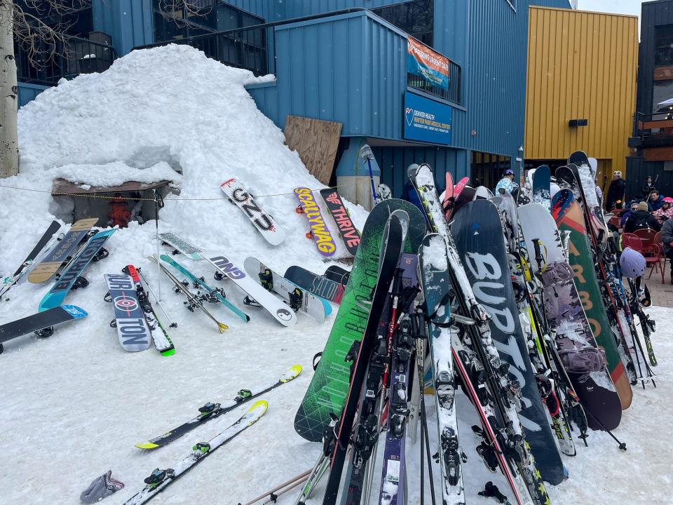 A full ski rack meant that some people left their gear on the floor