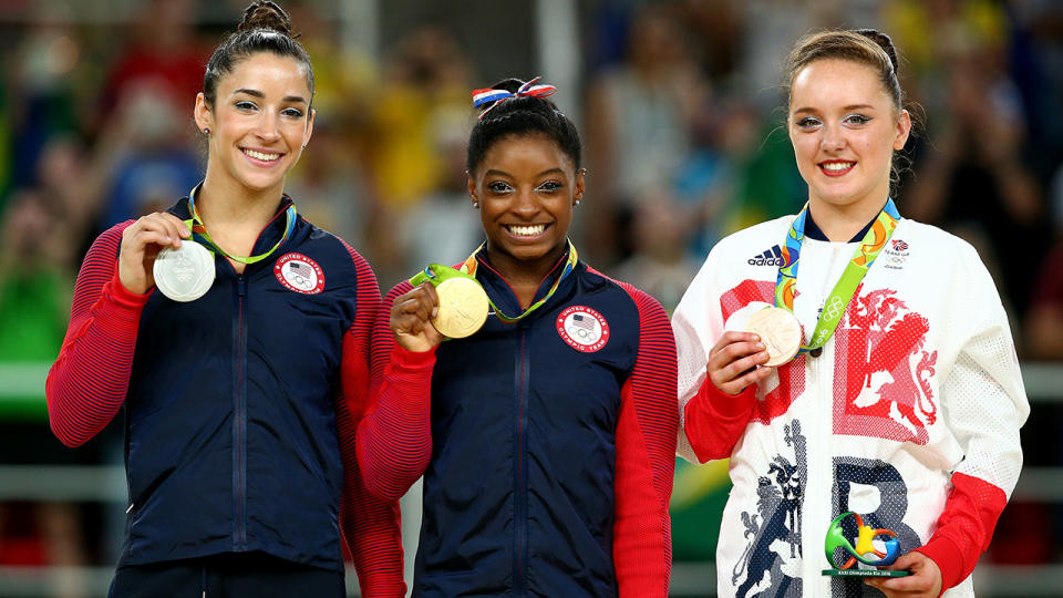 Aly Raisman, Simone Biles and Amy Tinkler, pictured here at the Rio 2016 Olympics.