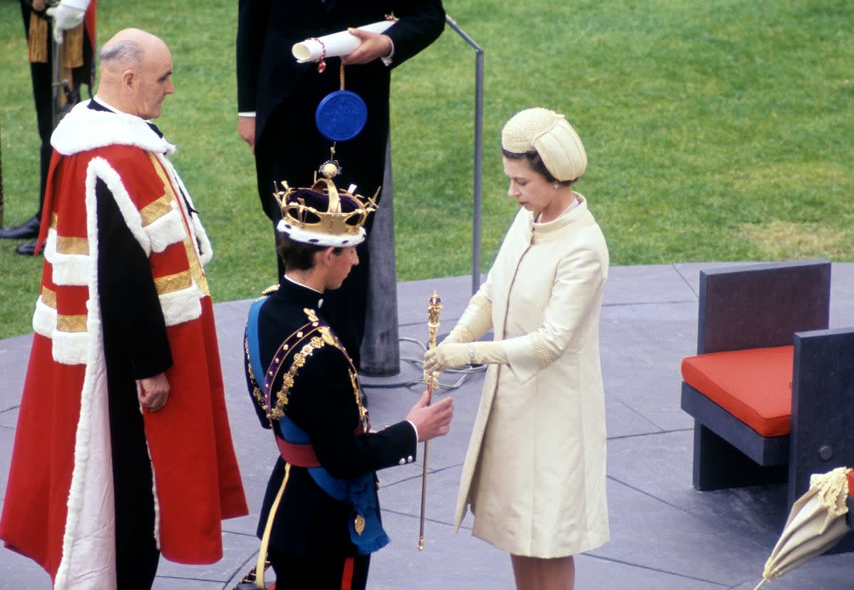 The Queen investing her son as the Prince of Wales at Caernarfon Castle in 1969 (PA) (PA Archive)