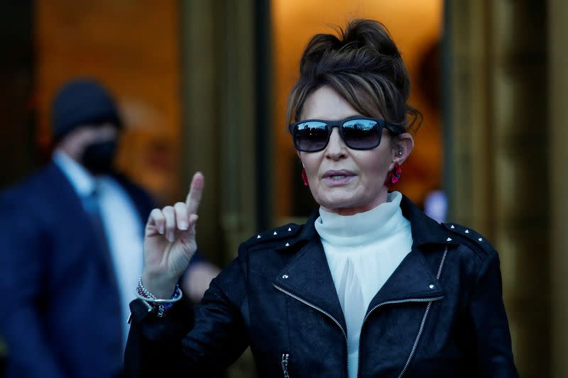 FILE PHOTO: Sarah Palin, 2008 Republican vice presidential candidate and former Alaska governor, exits the United States Courthouse in New York