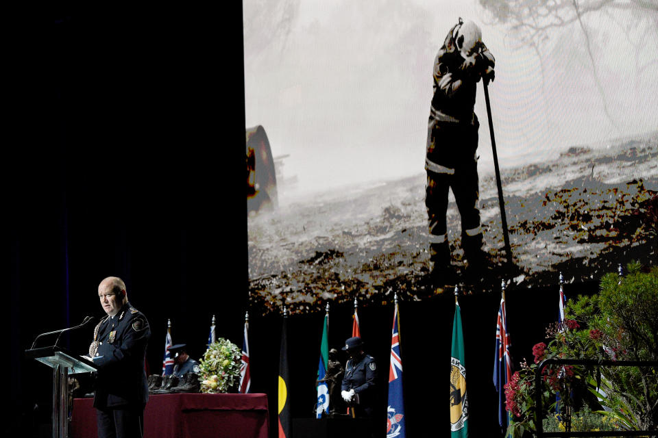 Commissioner of the New South Wales Rural Fire Service Shane Fitzsimmons speaks during the Bushfire State Memorial