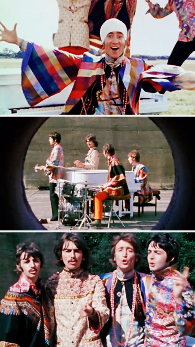 The Beatles in their "I Am the Walrus" music video