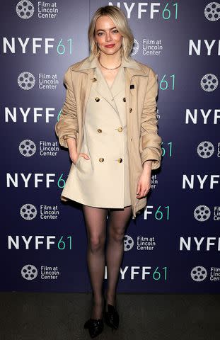 <p>Dimitrios Kambouris/Getty Images</p> Emma Stone at the New York Film Festival.