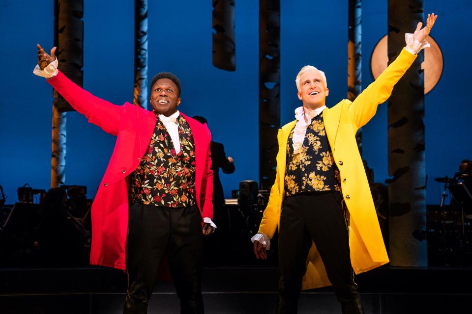 Joshua Henry and Gavin Creel in "In The Woods" on Broadway.