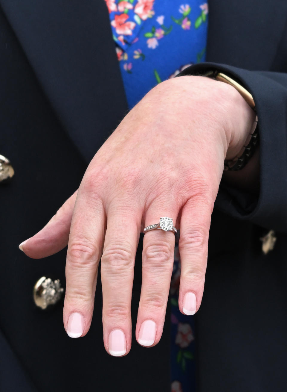 Carol Kirkwood showed off her huge diamond ring. (Getty)