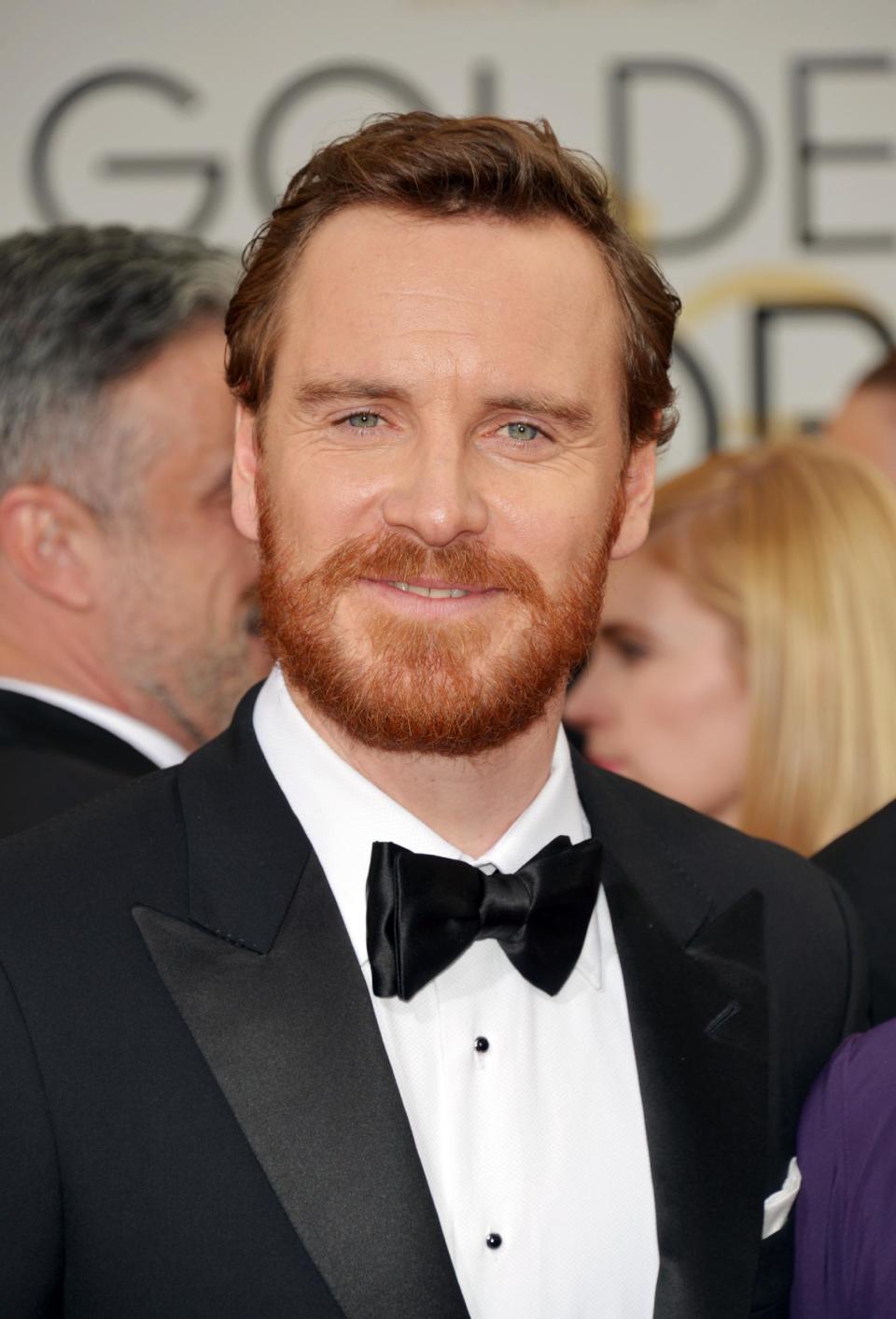 Michael Fassbender arrives at the 71st annual Golden Globe Awards at the Beverly Hilton Hotel on Sunday, Jan. 12, 2014, in Beverly Hills, Calif. (Photo by John Shearer/Invision/AP)