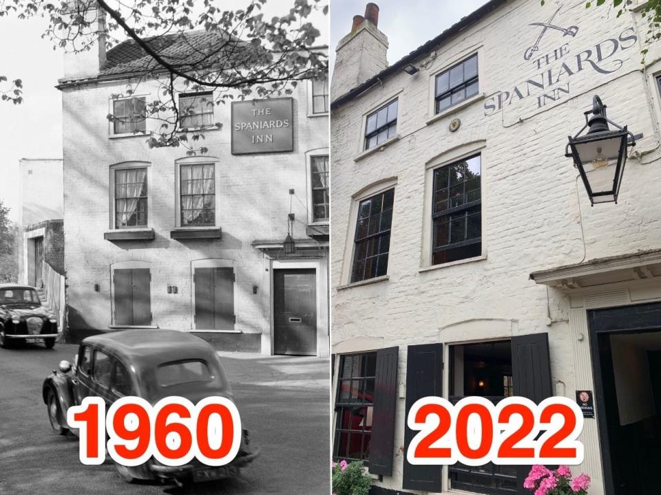 The Spaniards Inn, then and now.