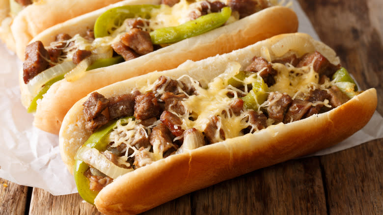 Philly cheesesteak sandwiches