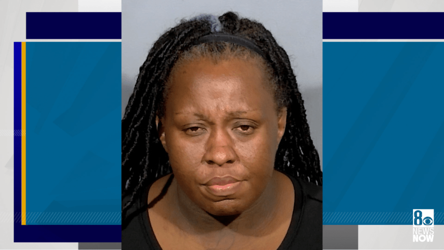 <em>Police arrested Elonda Alexander, 38, shortly after the incident at the Aztec Inn on July 8. Police said Alexander confessed to the stabbing while in custody. (LVMPD/KLAS)</em>