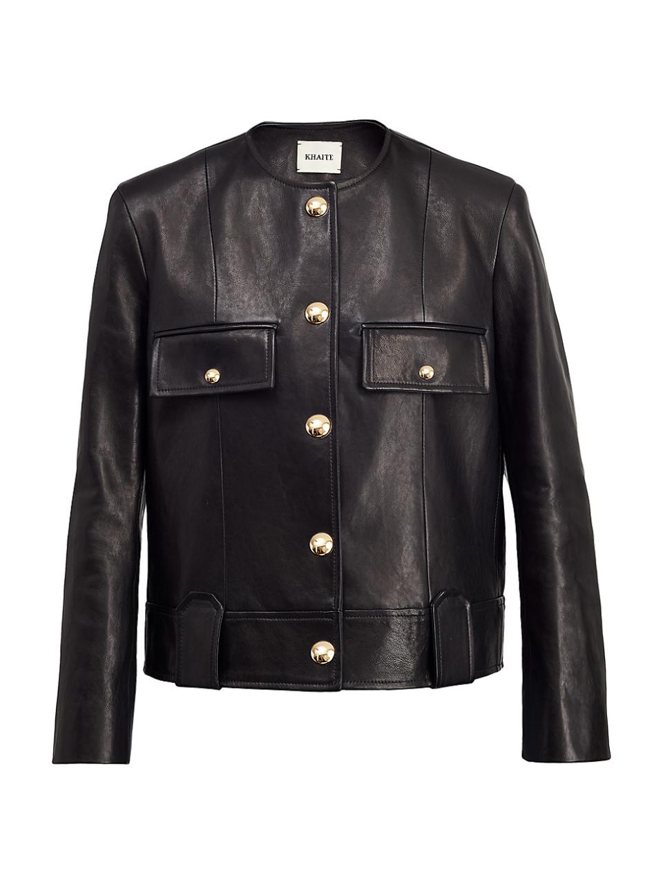 <p><a href="https://go.redirectingat.com?id=74968X1596630&url=https%3A%2F%2Fwww.saksfifthavenue.com%2Fproduct%2FKhaite-Laybin-Leather-Jacket-0400019465430.html&sref=https%3A%2F%2Fwww.townandcountrymag.com%2Fstyle%2Ffashion-trends%2Fg45616405%2Fbest-leather-jackets-for-women%2F" rel="nofollow noopener" target="_blank" data-ylk="slk:Shop Now;elm:context_link;itc:0;sec:content-canvas" class="link ">Shop Now</a></p><p>Laybin Leather Jacket</p><p>saksfifthavenue.com</p><p>$3800.00</p>