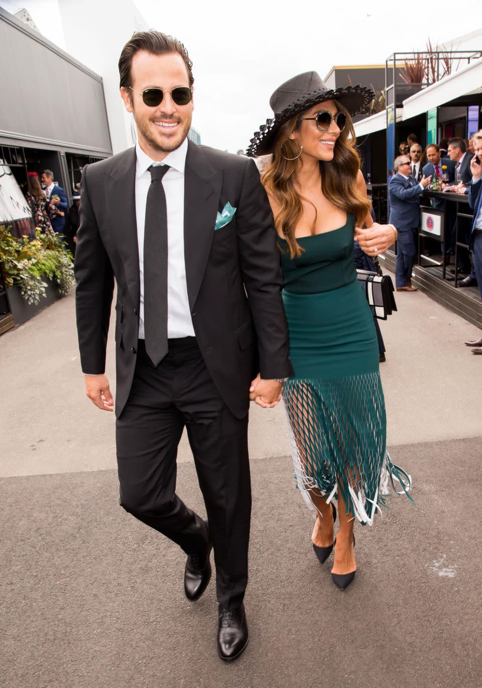 Pia Miller flashed her engagement ring while walking hand-in-hand with her fiancé, Tyson Mullane. Source: Media Mode