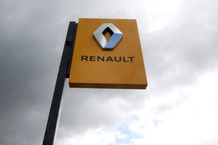 The logo of French car manufacturer Renault is seen at a dealership of the company in Bordeaux