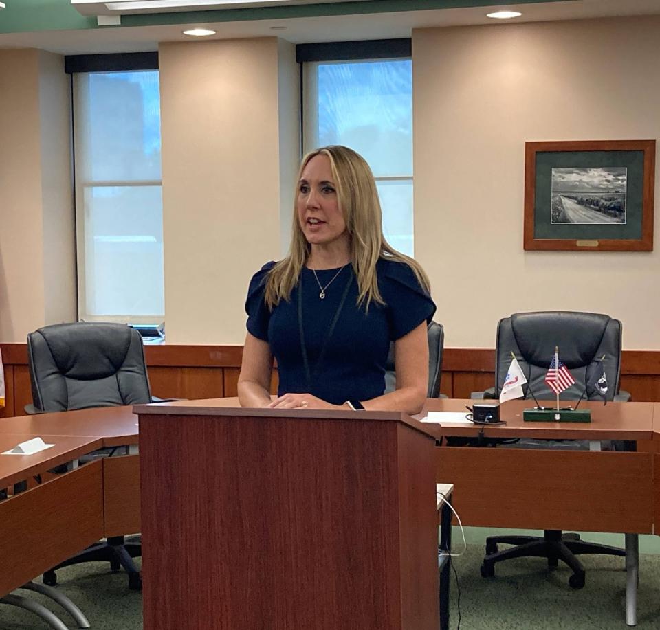 Karen Chillcott, pictured, was announced as the new Erie County clerk during a news conference on Sept. 18, 2023, at the Erie County Courthouse.