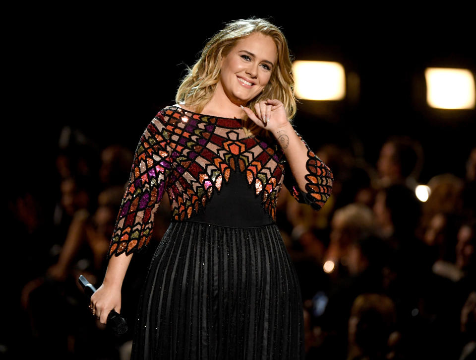 Adele onstage during The 59th GRAMMY Awards at STAPLES Center on February 12, 2017 in Los Angeles, California.