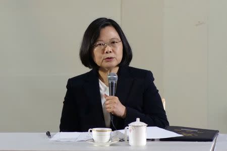 Taiwan's President Tsai Ing-wen speaks during the end-of-year news conference in Taipei, Taiwan December 29, 2017. REUTERS/Fabian Hamacher