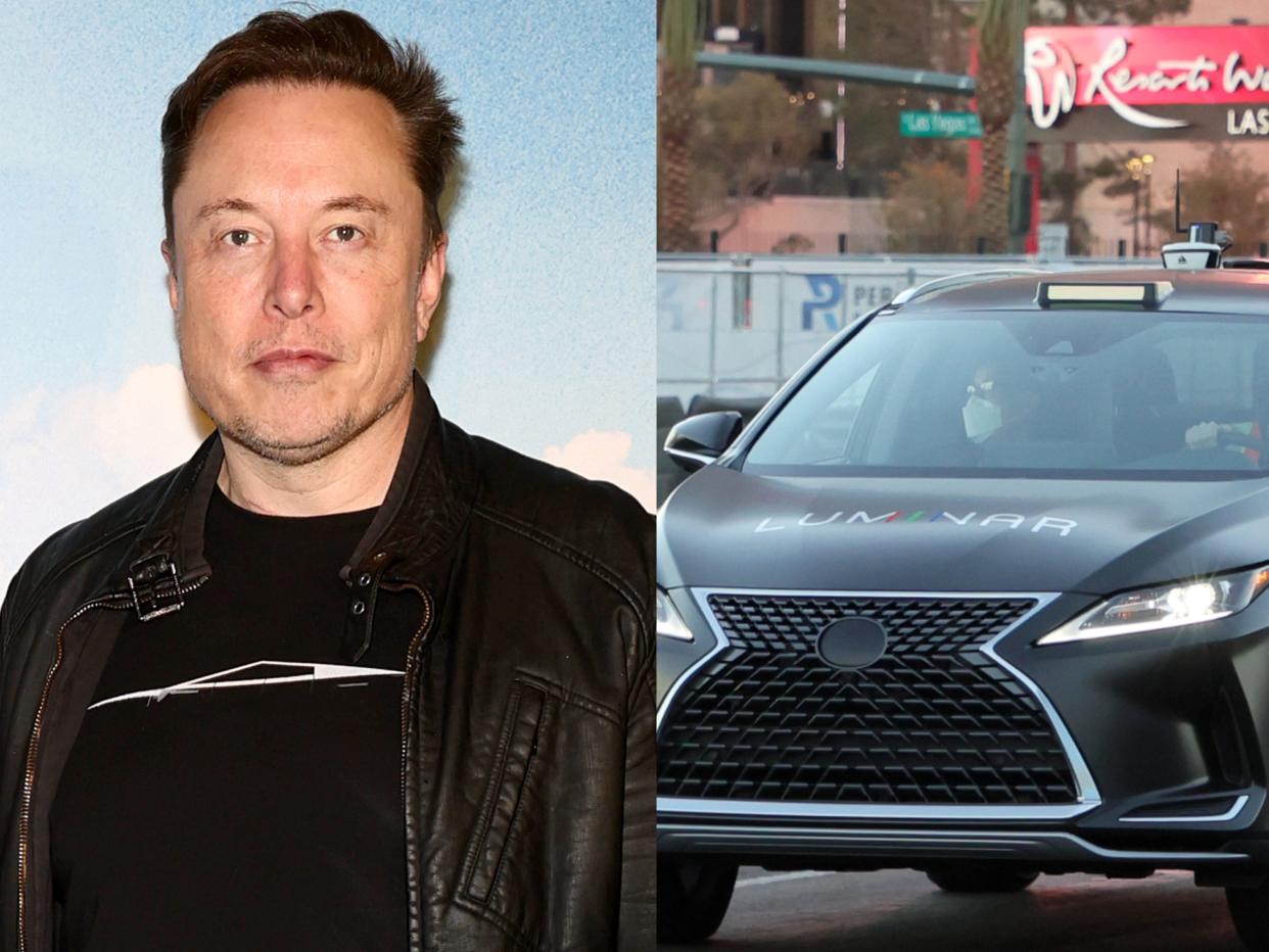 Elon Musk next to Luminar car