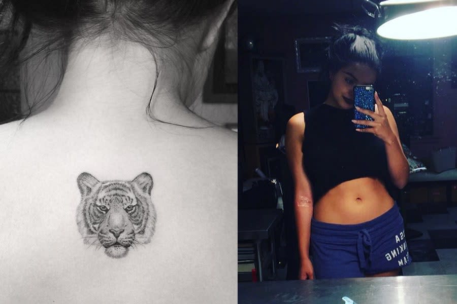 Ariel Winter’s Tiger and Tiny Elbow Crook Tattoo