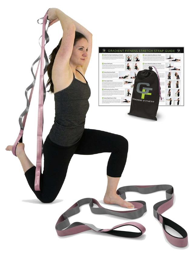 Pilates Reformer Strap ELEMENTS Fleece Pilates Double Loop Neon Green Black