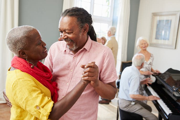 <span class="caption">Ballroom dancing is fun and sociable.</span> <span class="attribution"><a class="link " href="https://www.shutterstock.com/download/confirm/774641671?src=SkuE9tFjxblwjYHKKAuVlg-1-23&size=medium_jpg" rel="nofollow noopener" target="_blank" data-ylk="slk:Monkey Business Images/Shutterstock;elm:context_link;itc:0;sec:content-canvas">Monkey Business Images/Shutterstock</a></span>