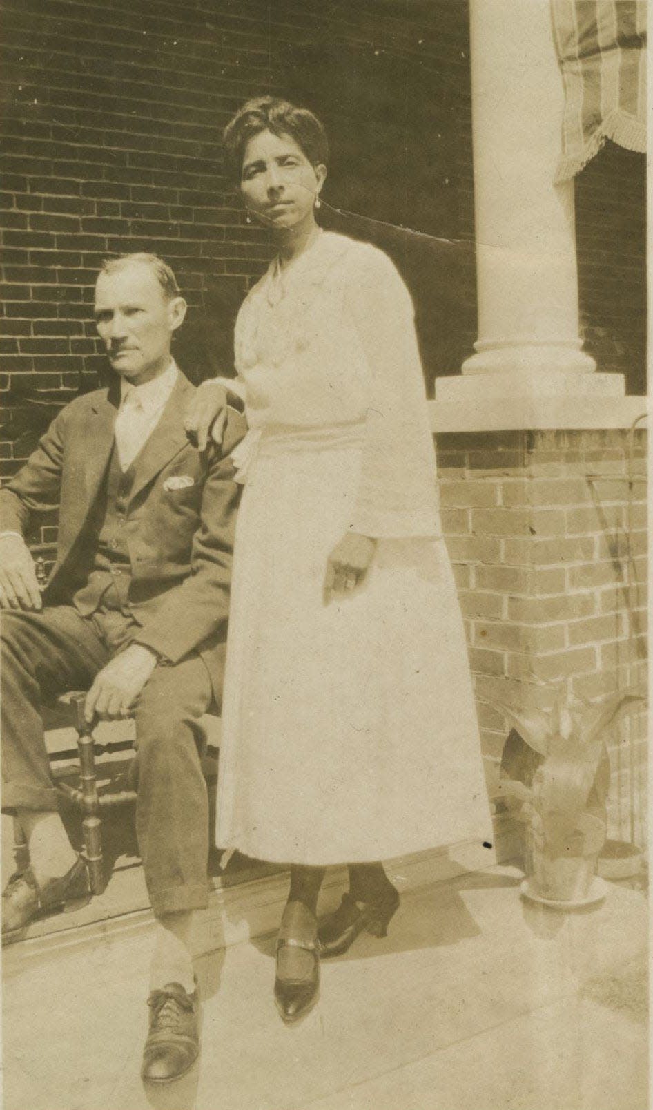 Alexander Lightfoot Manly, editor of the Daily Record, and Caroline "Carrie" Sadgwar Manly, circa 1920 in Philadelphia.