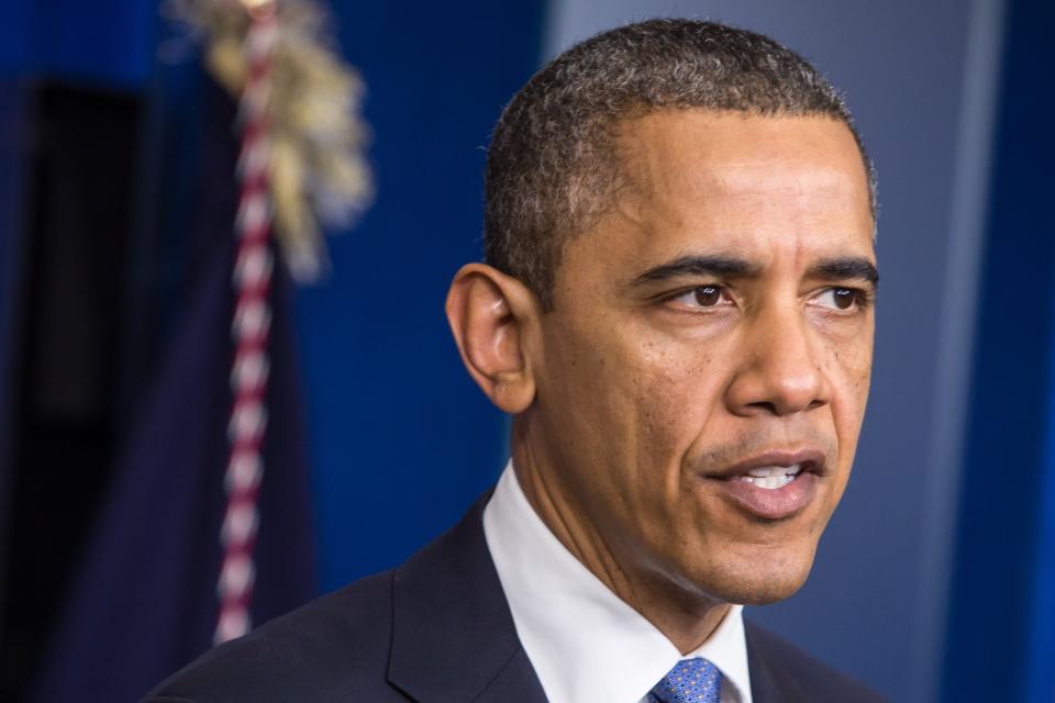 President Obama Makes Statement On Hurricane Sandy At White House