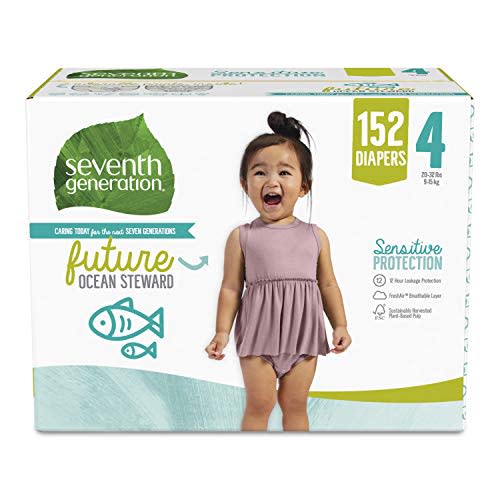 Seventh Generation Baby Diapers, Size 4, 152 count, One Month Supply, for Sensitive Skin (Amazon / Amazon)