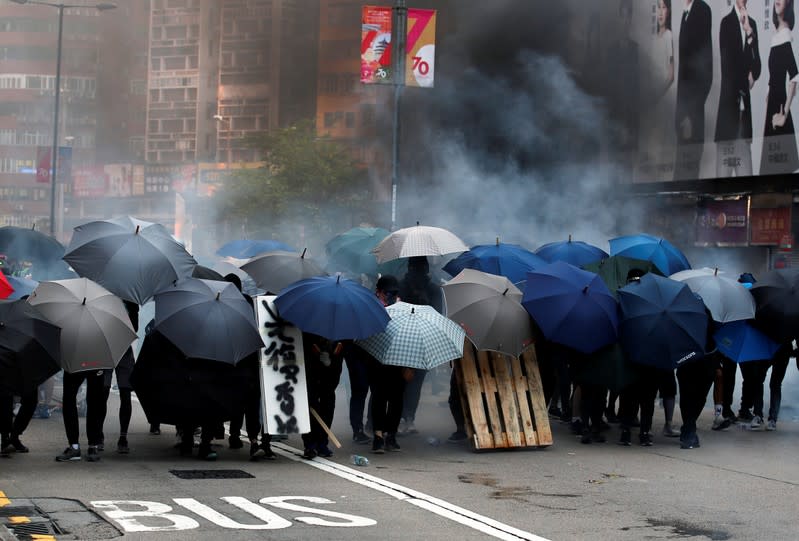 Anti-government demonstrators protest in Hong Kong