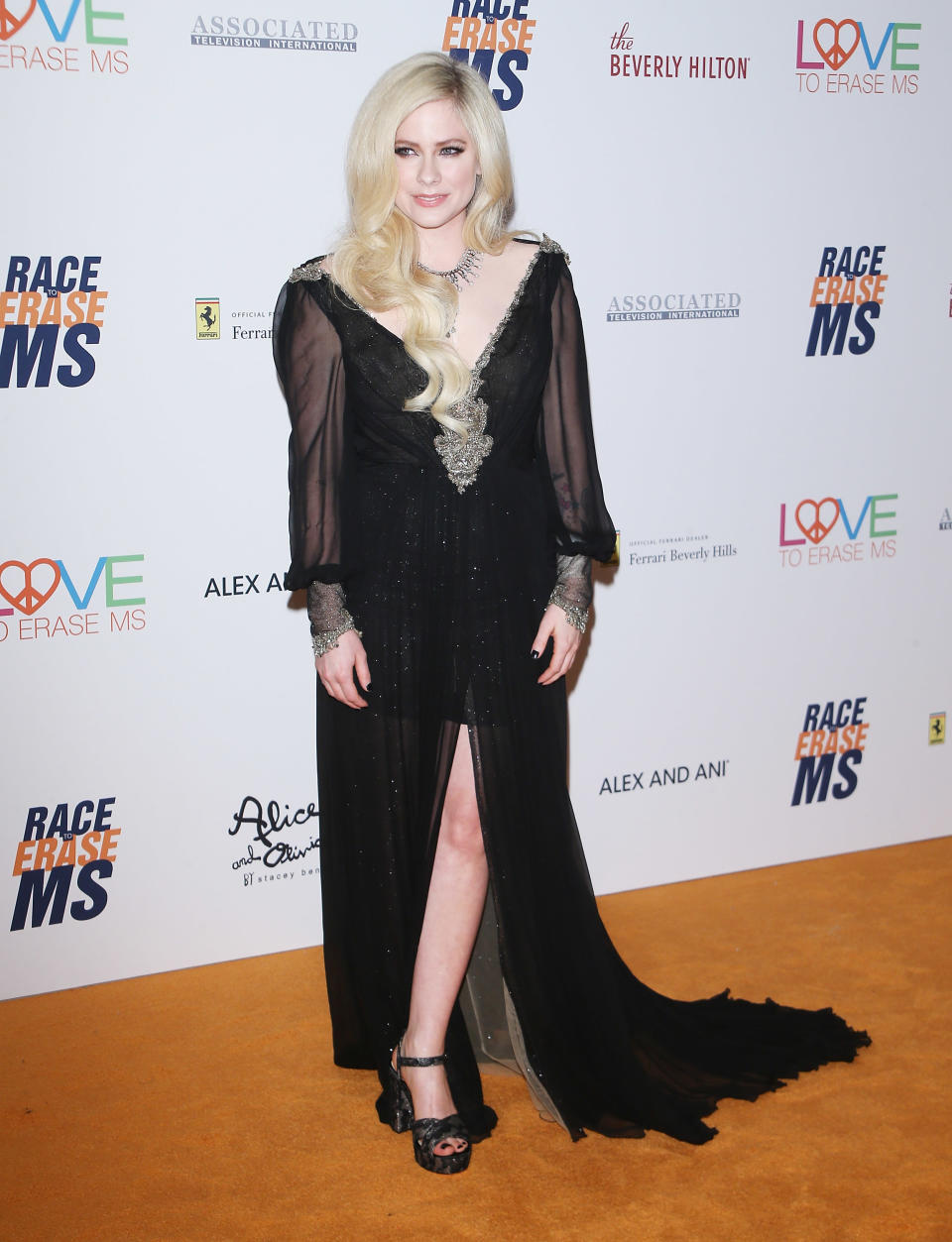 Lavigne wore a gown by Galia Lahav to the Race to Erase MS Gala on April 20th.