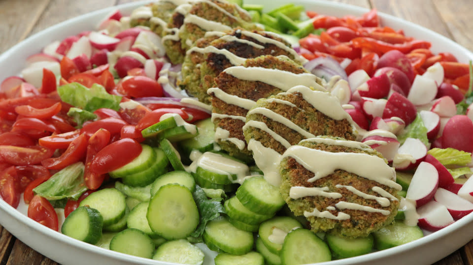 Falafel Salad with Lemon-Tahini Dressing