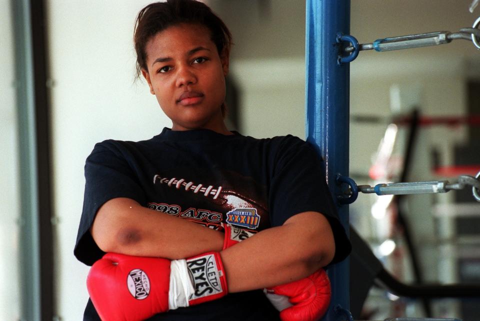 Boxer Freeda Foreman, daughter of former heaveyweight champion George Foreman, training at America Presents Gym in Denver.  (Photo By Craig F. Walker/The Denver Post via Getty Images)