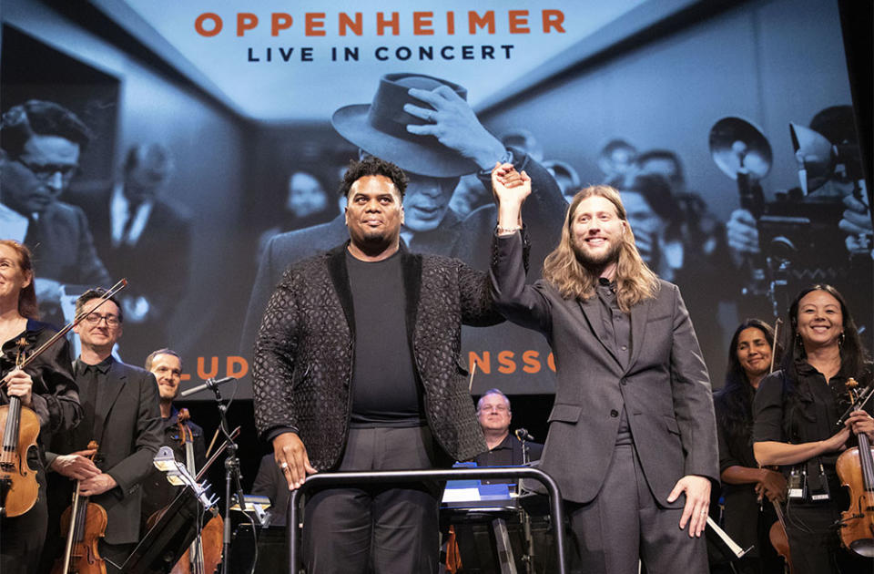Anthony Parnther and Ludwig Göransson onstage at ‘Oppenheimer Live in Concert.’ (photo: Alex J. Berliner/ABImages)