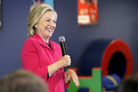 Democratic presidential candidate Hillary Clinton speaks about early childhood education during a campaign stop at the YMCA in Rochester, New Hampshire June 15, 2015. REUTERS/Brian Snyder