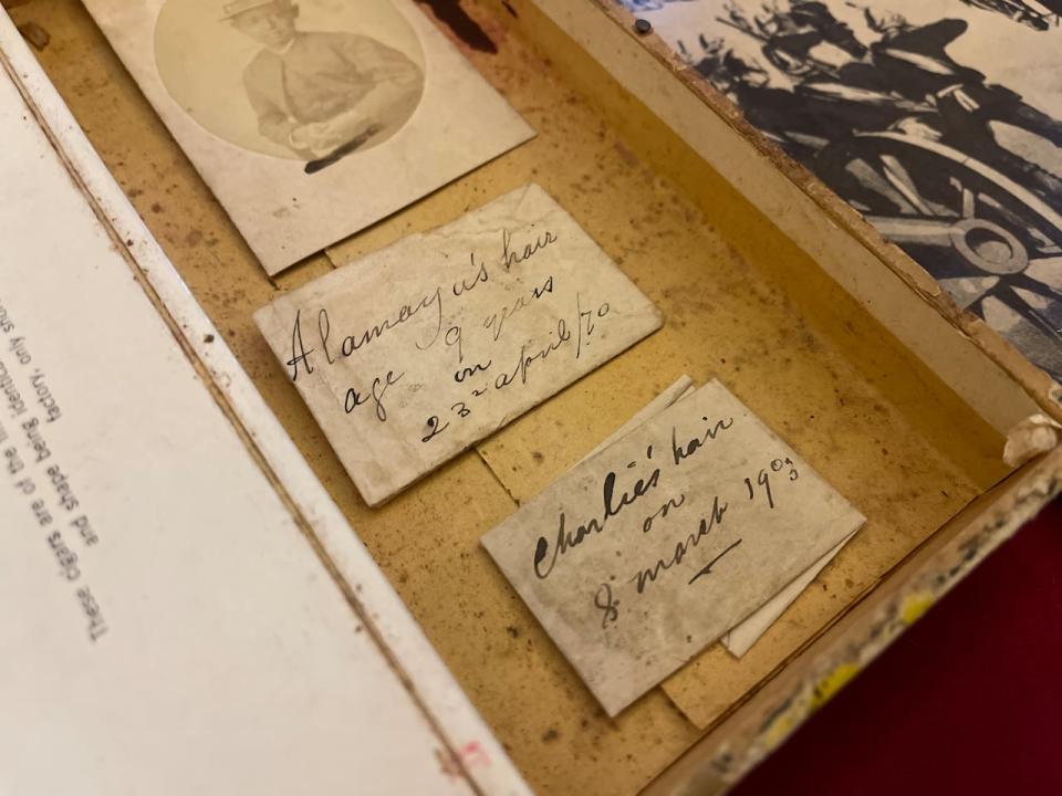 A lock of Prince Alemayehu's hair was given to Capt. Tristram Speedy, an officer in the British Army who was the prince's guardian before he was sent to boarding school.