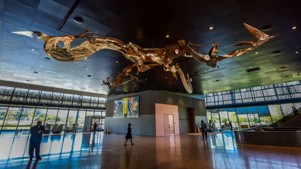 An art piece by African American abstract sculptor and artist Richard Hunt seen in the lobby at the Smithsonian Institute's National Museum of African American History and Culture in Washington, DC. - Jahi Chikwendiu/The Washington Post/Getty Images