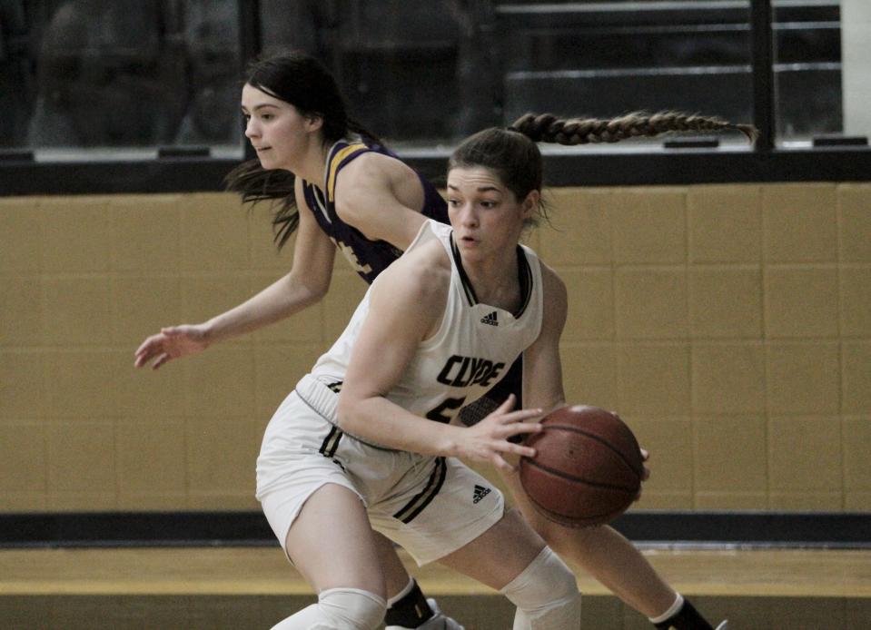 Clyde junior Payton Phillips gets a defensive rebound against Merkel.