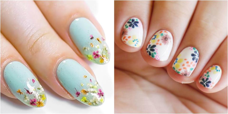 <p>Because everybody loves flowers, these gorgeous <a rel="nofollow noopener" href="http://www.goodhousekeeping.com/beauty/nails/" target="_blank" data-ylk="slk:nail art designs;elm:context_link;itc:0;sec:content-canvas" class="link ">nail art designs</a> are perennial. Whether done freehand with a brush or with the help of stamps, a floral effect is surprisingly easy - and always lovely. Find one that matches the season, the latest trends, or just your mood. </p>